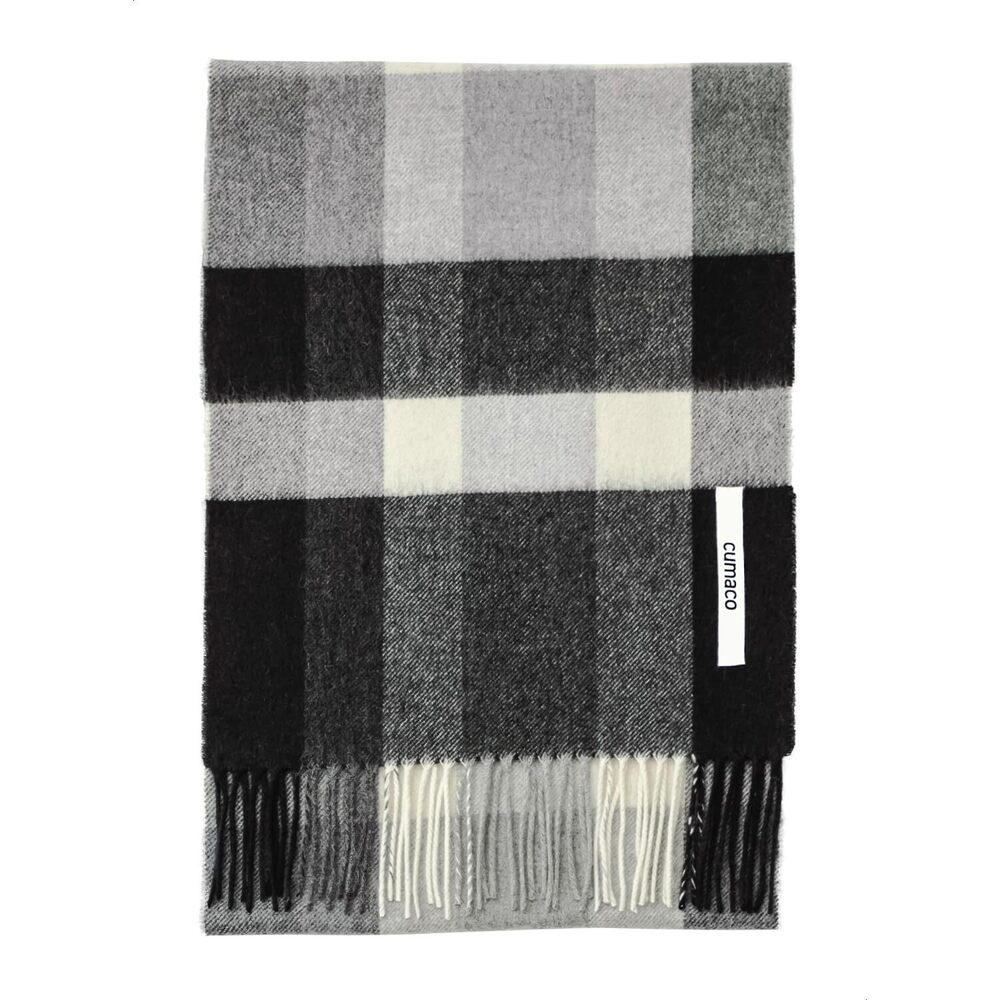 9594 06. Gray Black Cashmere Scarf Large Thick Ladies